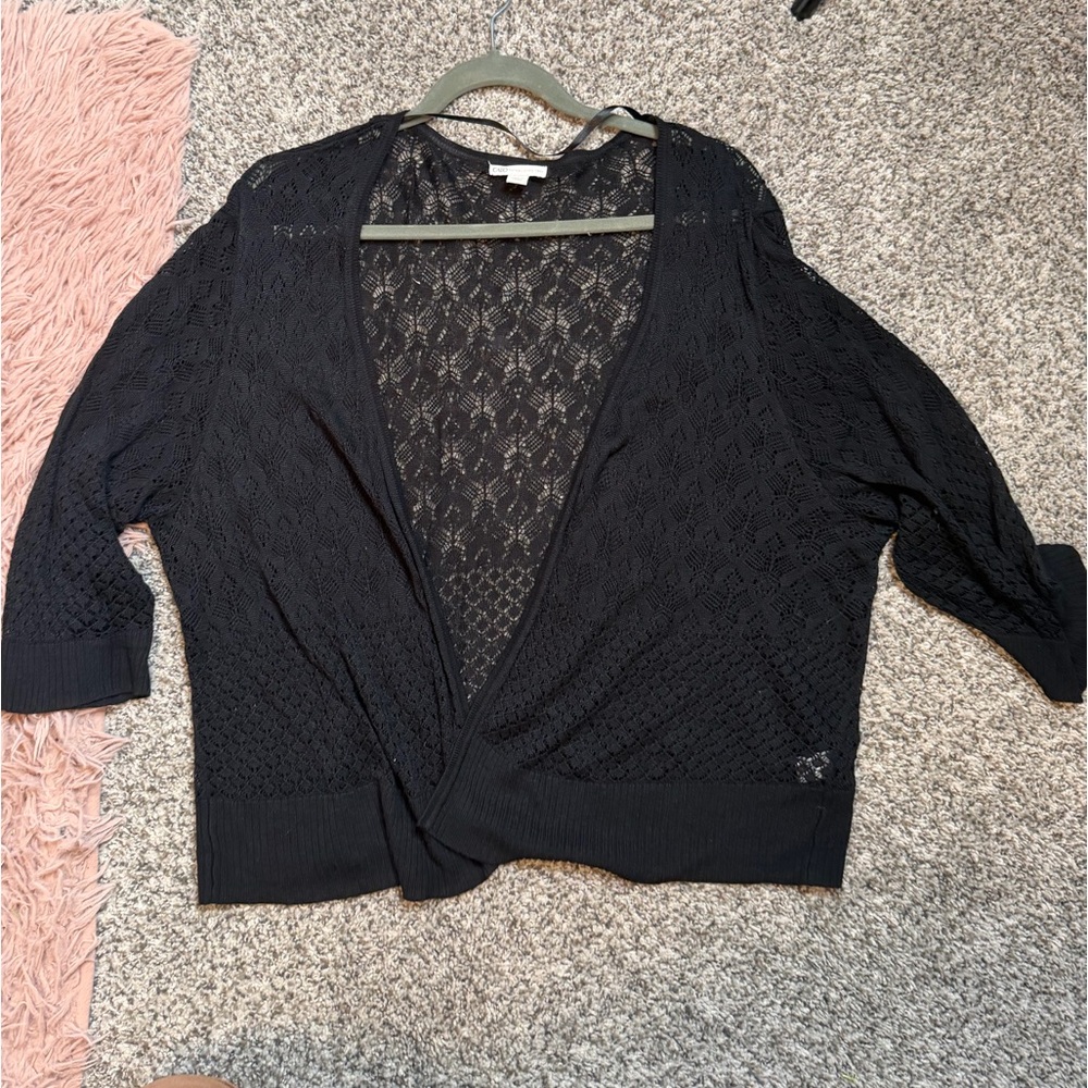 Cato Black Open-Knit Cardigan